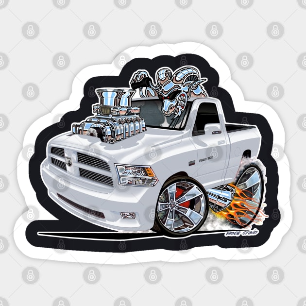 Dodge Ram White Truck Sticker by vincecrain